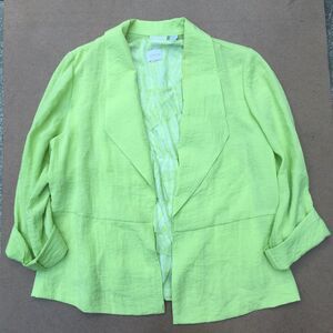 Chico's 2 Piece Set Ruffled Tank Top and Jacket Size 2 (L/12) Lime Green/White